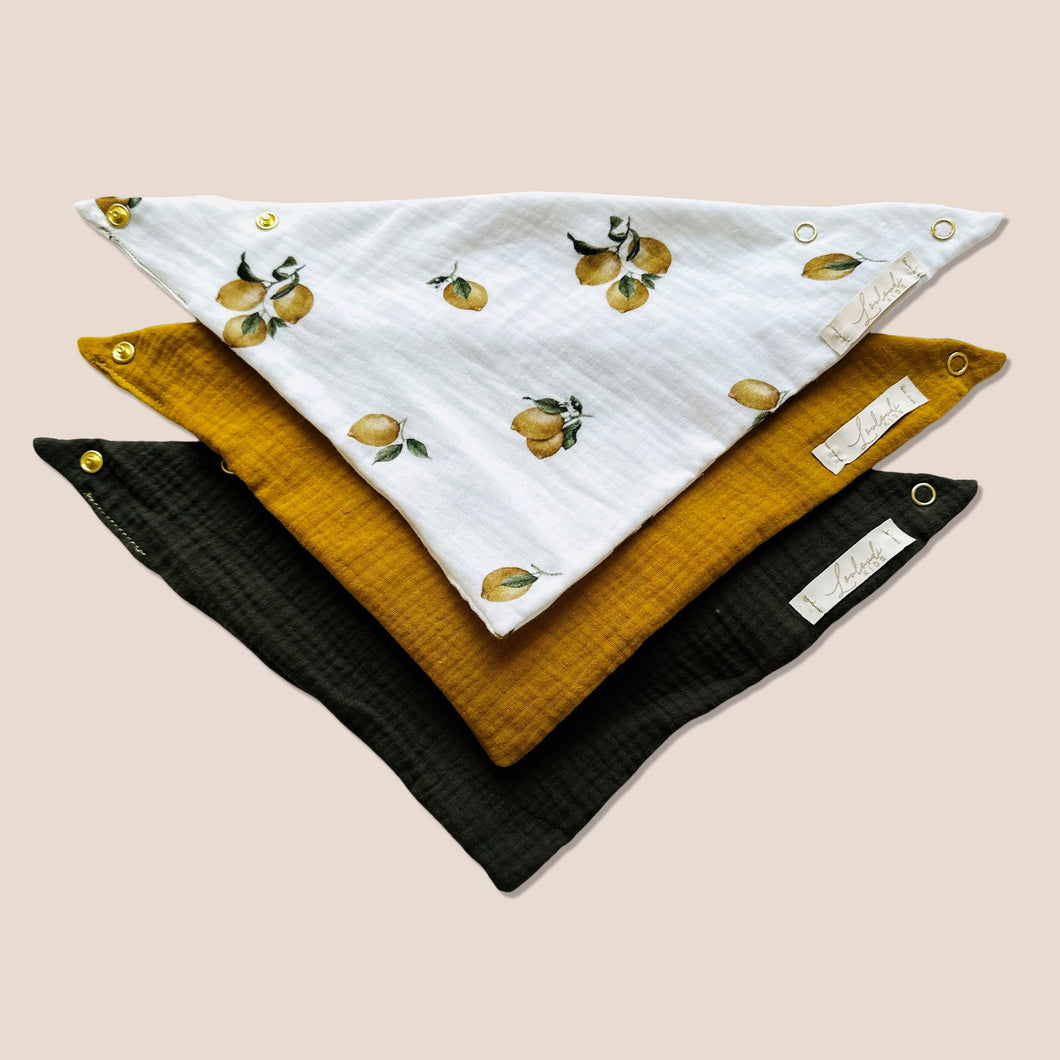 3er Set Baby Musselin Dreieckstücher Lemoni