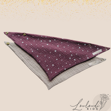 Laden Sie das Bild in den Galerie-Viewer, Set 2 Stück personalisierbar Musselin Baby und Kleinkind Halstücher Dreieckstücher Spucktücher Bio Baumwolle Lätzchen Gaze Geschenk Kinder Musselintuch Musselintücher Dreieckstuch mit Punkten Pünktchen gepunktet Polka Dot Beige Halstuch Louloudi KIDS