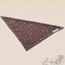 Laden Sie das Bild in den Galerie-Viewer, Set 4 Stück personalisierbar Musselin Baby und Kleinkind Halstücher Dreieckstücher Spucktücher Bio Baumwolle Lätzchen Gaze Geschenk Kinder Musselintuch Musselintücher Dreieckstuch mit Punkten Pünktchen gepunktet Pola Dot Beige Halstuch Louloudi KIDS