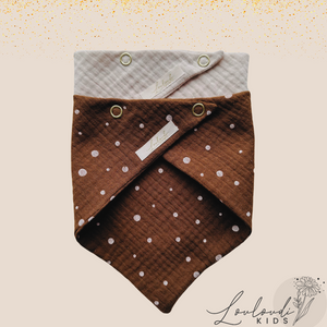 Set 2 Stück personalisierbar Musselin Baby und Kleinkind Halstücher Dreieckstücher Spucktücher Bio Baumwolle Lätzchen Gaze Geschenk Kinder Musselintuch Musselintücher Dreieckstuch mit Punkten Pünktchen gepunktet Polka Dot Beige Halstuch Louloudi KIDS