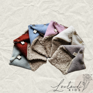 Baby Halstücher Dreickstücher Dreieckstuch Kinder Walkwolle Walk Wolle Schal Winter Schurwolle Bio Teddy Baumwolle Halstuch Schal Winter weich kuschelig warm Louloudi Kids