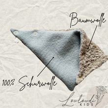 Laden Sie das Bild in den Galerie-Viewer, Baby Halstücher Dreickstücher Dreieckstuch Kinder Walkwolle Walk Wolle Schal Winter Schurwolle Bio Teddy Baumwolle Halstuch Schal Winter weich kuschelig warm Louloudi Kids